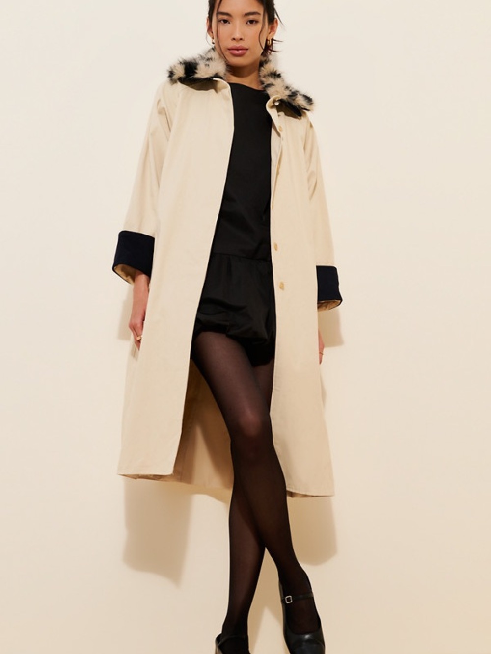 Sister Jane Hazel Trench Coat with Pearl detailed buttons XS (fits xs-med)